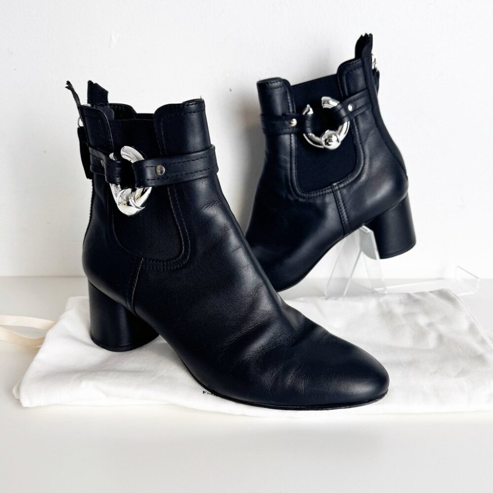 AGL ankle boots black leather with silver hardware size 38